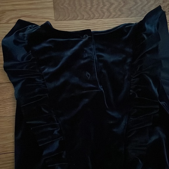 Blue velvet kids jumpsuit - Picture 3 of 3